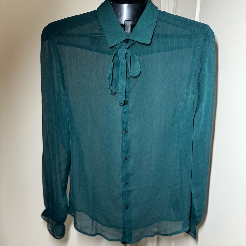 ASOS Green Sheer Buttoned Shirt (size: small)